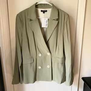 BEAUTIFUL SAGE GREEN LINED BLAZER WITH POCKETS NEW